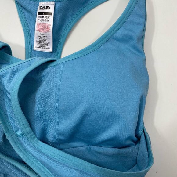 Gymshark Apex Seamless Sports Bra Light Blue Breathable Womens Sz Small Padded - Picture 11 of 14